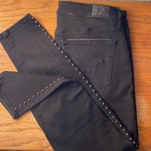 Black High Rise Studded Skinny Jeans